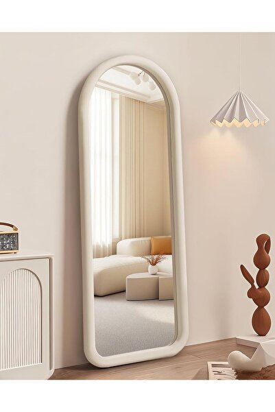 Arabest Arched Full Length Mirror, Velvet Framed Free Standing Floor Glass, C...