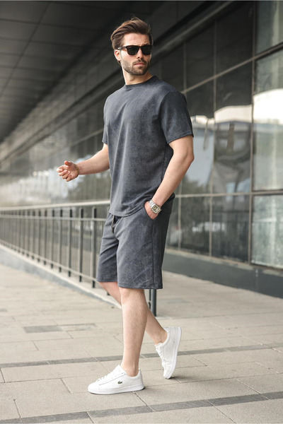 Madmext Smoked Batik Print Overfit Shorts T-Shirt Set E7357