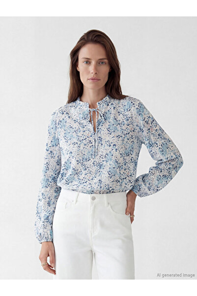 LC Waikiki Peak New Season Tie Neck Patterned Blouse