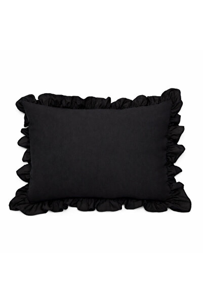 SADEN HOME Cotton Lu Ruffled Pillowcase Black 50X70 cm