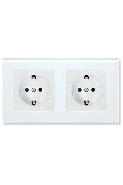 SimpluAcasa ClassLights White Double Socket 16A, Tempered Glass Frame, Recess...