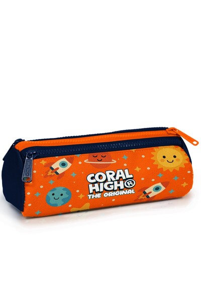 Coral High قلم رصاص للأطفال باللون الأزرق الداكن منقوش ذو ثلاثة أقسام حقيبة س...