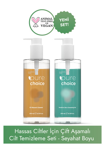 Hassas Ciltler İçin Çift Aşamalı Cilt Temizleme Seti (Seyahat Boyu)