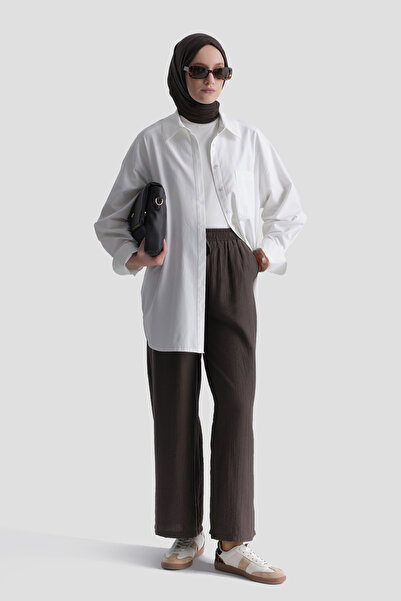 Armine Beli Lastikli Palazzo Pantolon Kahverengi