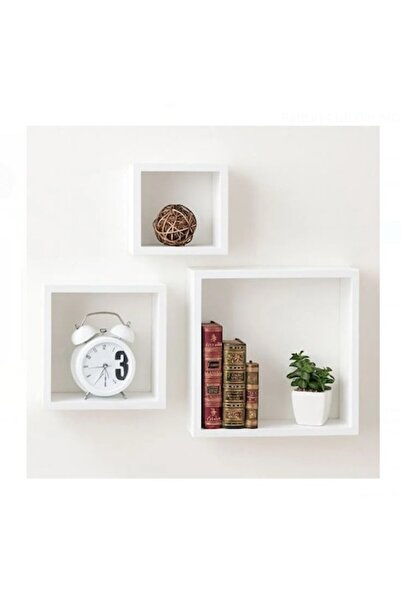OEM Set of 3 White MDF Cube Shelves for Wall, Concealed Mounting