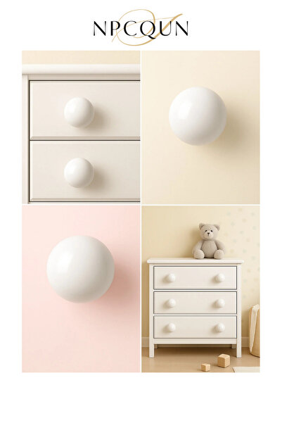 NPCQUN Ahşap Desenli Kulp Lüks Topaç Dekoratif Küre Gardırop Mutfak Mobilya D...