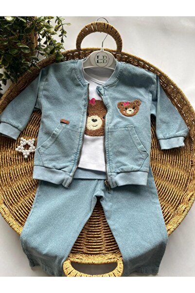 Baby Lovmi AYICIK İŞLEMELİ KOT 3LÜ TAKIM