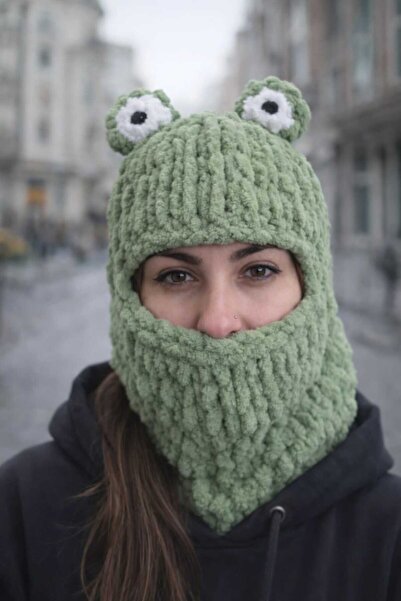 Dodemert Home Puffy Green Frog Wegh Snow Mask Beanie & Muscle Cover Balaclava