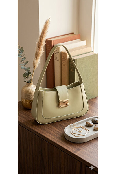 MODA Mint yeşili gold detayl modern dokunuşlu şık çanta