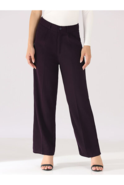 TAHVO By Styli بنطال أرجواني داكن بقصة مستقيمة