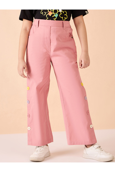 Stylo Bug By Styli Girls Pink Cotton Cargo Pants
