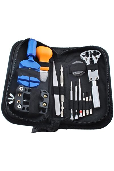 zola Watch repair tool kit, 13 pieces, black, pouch included