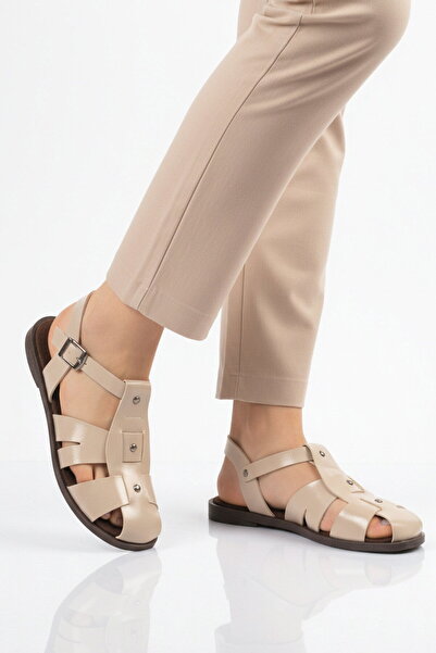 AYAKMOD Beige Lightweight Thin Sole Women's S Sandals 335335 Z