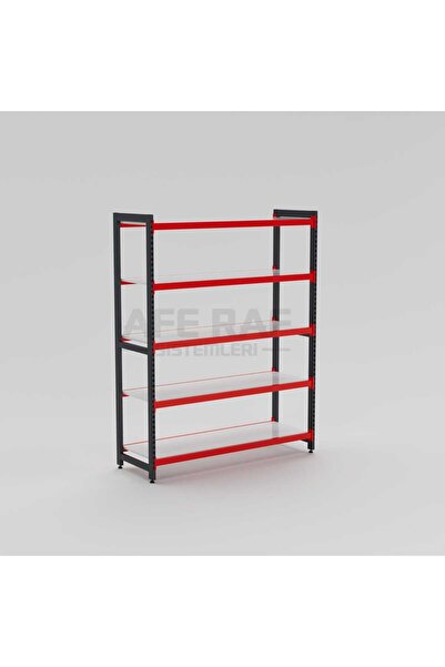 AFE DEKOR Hafif Yük Ahşap Tablalı Raf Sistemi 50x100x200 cm – 5 Katlı Depo, A...
