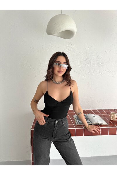 FORSACE Kadın İnce İp Askılı Alttan Çıtçıtlı Esnek Sandy Body