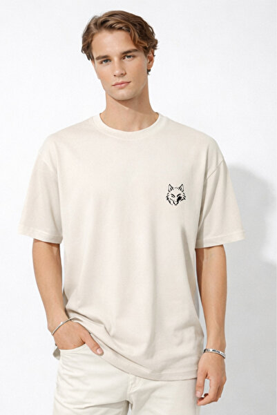 Deep sense Tricou bărbătesc supradimensionat Ecru basic Premium, confortabil,...