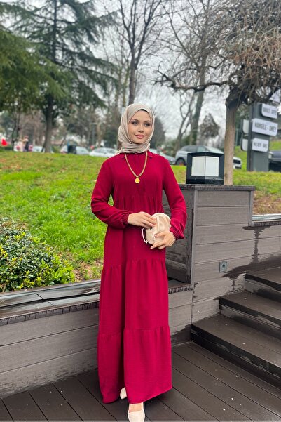 BURİSLA MODA VE AKSESUAR فستان طويل أحمر من تيسيتور سيهرا