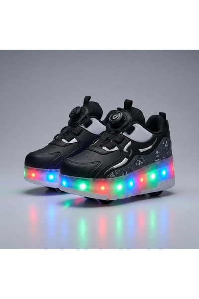 MAJHİ Çocuk LED Işıklı Patenli Ayakkabı Ortopedik Taban Kaydırmalı Spor Ayakk...