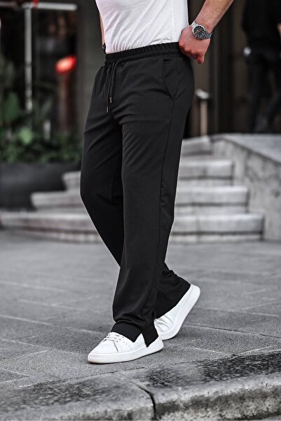Minharir Men's Ribbed Slit Baggy Pants