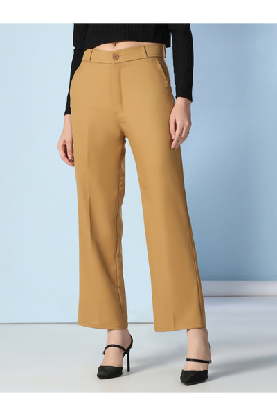TAHVO By Styli Mustard Wide Leg Trousers
