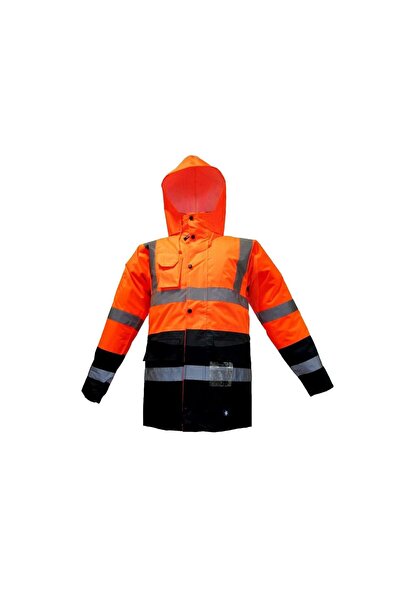 Junior Jn1014 Waterproof Phosphorescent Oxford Parka Orange Navy Blue Size L