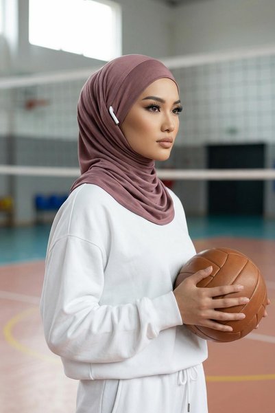 Aisha's Design Bonete din bumbac pieptănat cu caracteristică de acoperire a gâtului și cu intrare pentru căști, B-94