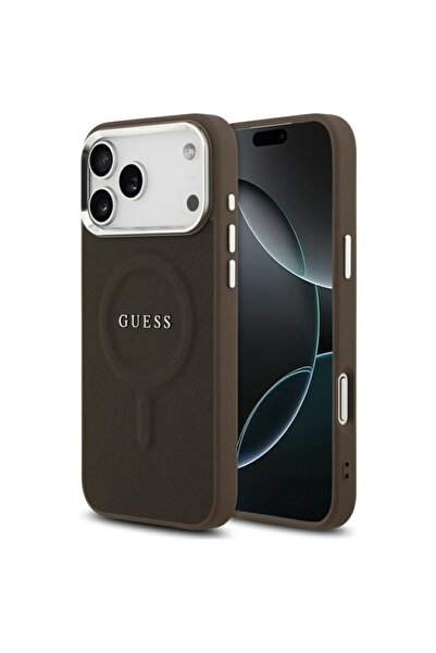 Guess Husă pentru iPhone 17 Pro Max, Hardcase Classic Logo MagSafe, Maro