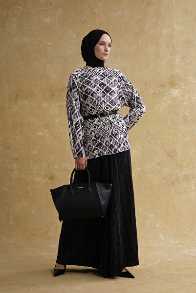 Armine Kırışık Efektli Relax Pantolon Siyah