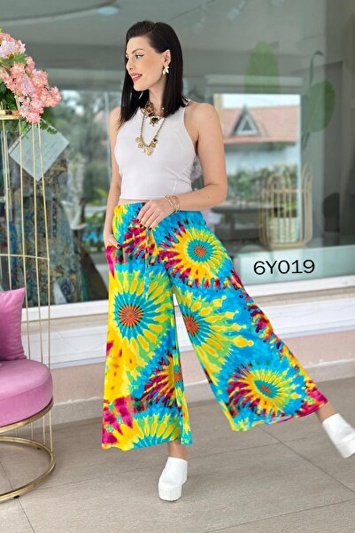 İnce Topuk Pocketed Casual Viscose Pants 6Y019