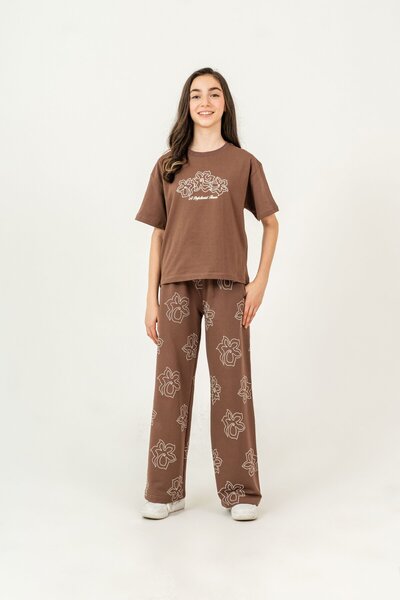 Mışıl Kids Άνω Μεσαίο με τύπωμα Κάτω Ολόκληρο το Σετ Λουλούδια με τύπωμα Κορι...