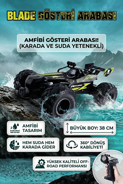 craftivio Uzaktan Kumandalı Şarjlı Amfibi Off-Road Oyuncak Araba Büyük Boy 38...
