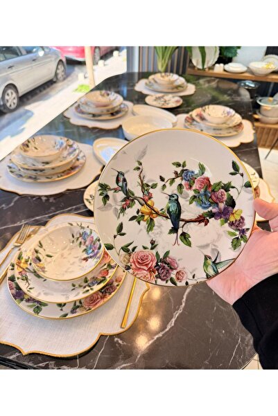 Onedekor 24 Parça Modern Flore Bird Yemek Takımı