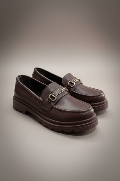 Modayak Veli̇kundura Hk Women's L Loafers Brown Buckle Casual Shoes