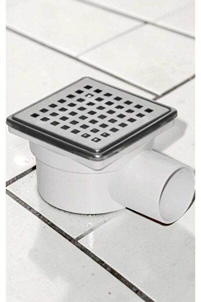 tafce 10x10 Yandan Çıkışlı Oynar Başlıklı Yer Süzgeci Metal Ø50 Çıkışlı Klapesiz