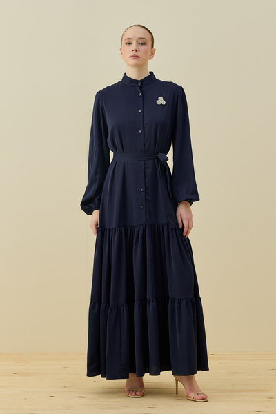 Merwishop Merwish Brooch Dress 1669 Navy Blue