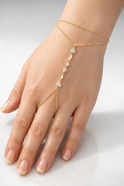 Söğütlü Silver 925 Ayar Gümüş Şahmeran Altın Kaplama Kalp, Hilal, Yıldız Şans...