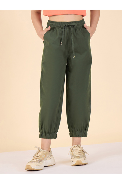 Stylo Bug By Styli Girls Green Cotton Regular Cargo Pants