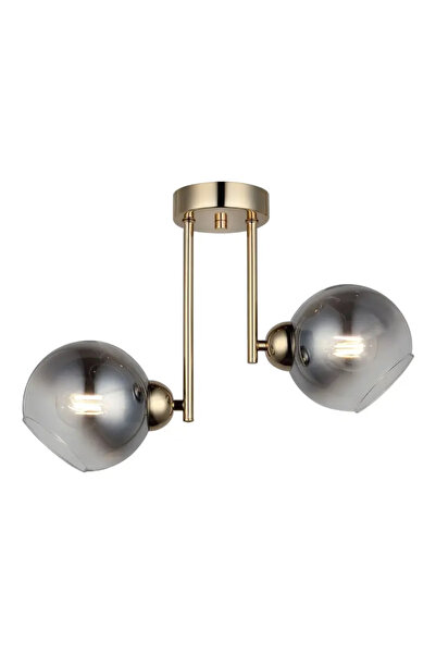 luminastar Lustra cu 2 brate, 2 globuri de sticla fumurie, dulie E27, culoare...