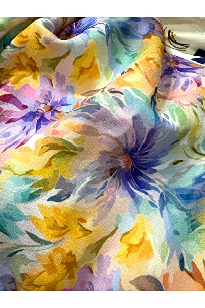 podyum baskı Colorful Floral Dabil Fabric for Dress, Shalwar, Skirt, Blouse and Shirt Drapey 140X100Cm