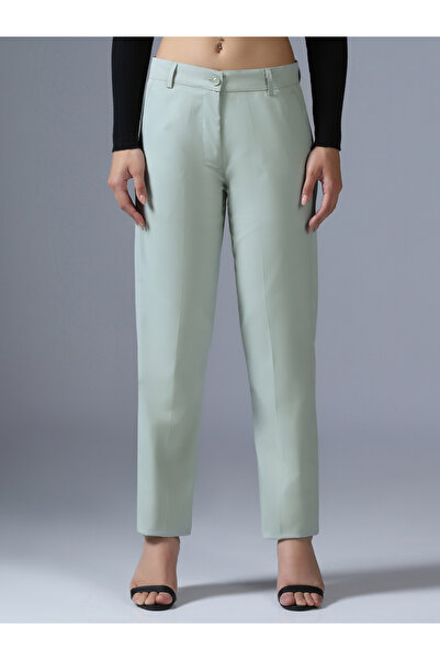TAHVO By Styli Light Green Stretchable Regular Trousers