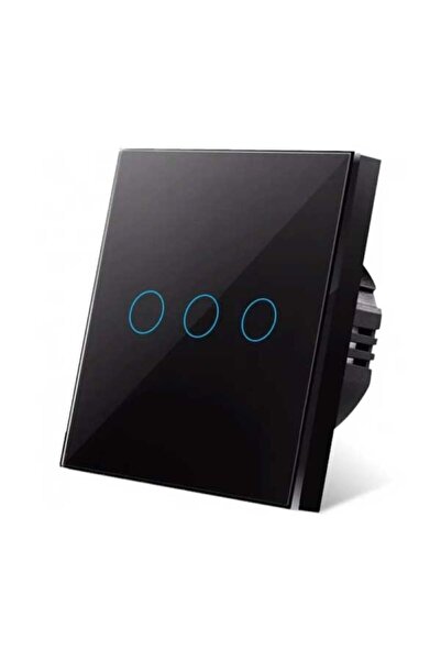 SimpluAcasa Întrerupător Triplu Touch Negru ClassLights, Sticlă Securizată, L...