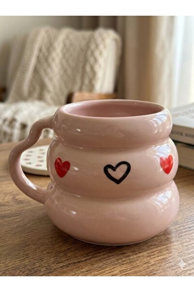 PALTO TASARIM Red Black Hearts Ribbon Design Handmade Cream Glossy Pink Bubbl...