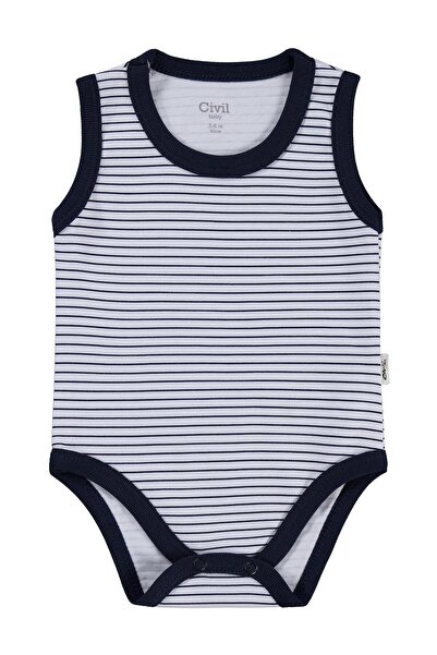 Civil Baby cu dungi 0-3 ani Snap Fastener Badi - Albastru închis 6-9 luni