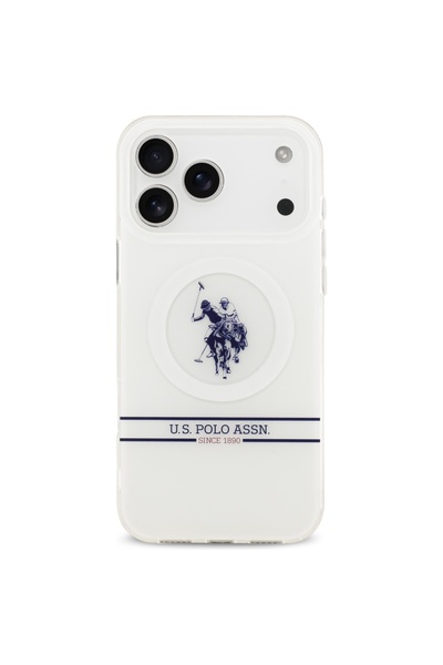 U.S. Polo Assn. Carcasă MagSafe pentru iPhone 17 Pro Max DH Stripe, Albă