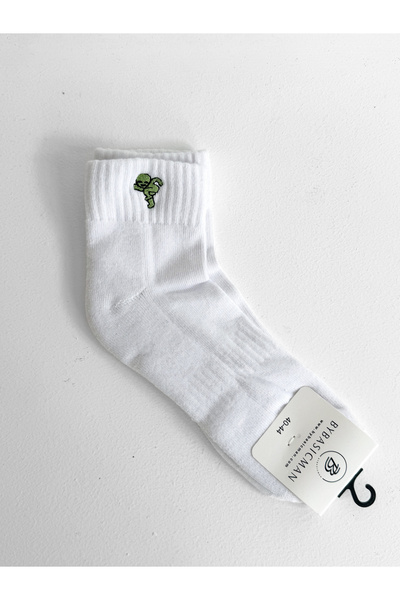 BYBASICMAN Beli vanzemaljac Vezena polovine čarapa