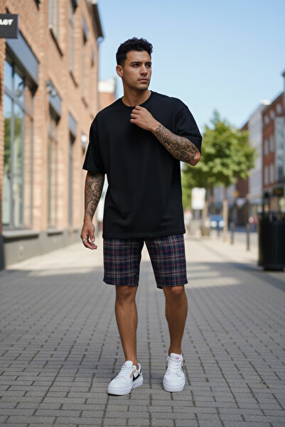 dehaine Men's casual checked Slim Fit trousers, 13120 Navy blue