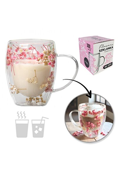OEM Transparent cup with flowers inside 300 ml