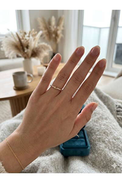 ESRADA 3S Minimal Duck Figured Steel Row مرصّع بالأحجار Rings