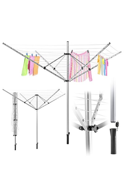 KADAX Uscător de rufe rotativ de grădină XXL, ancoră mare de 50 m