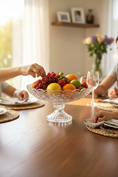 Bereketli Store Kristal Czech Cam Ayaklı Meyvelik – Dekoratif Sunumluk, Şık S...